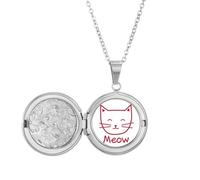 Collar con medallón de animales de dibujos animados de gato que muda para guardar fotos, regalo de cumpleaños