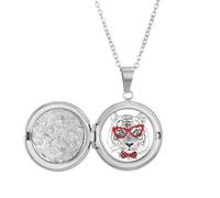 Collar con medallón de animales guapos de tigre con gafas, joyería para regalo de cumpleaños