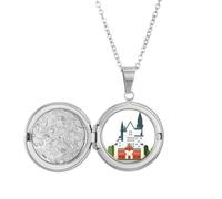 Collar con medallón de arquitectura del castillo de cisne de Alemania, joyería para regalo de cumpleaños