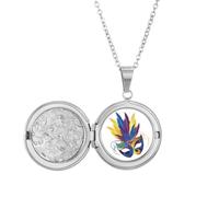 Collar con medallón de cabeza de plumas azules con diseño de feliz carnaval de Venecia, joyería para regalo de cumpleaños