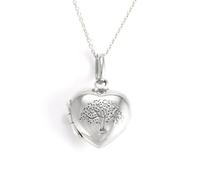 Collar con medallón de corazón de Plata de Ley para Mujer con árbol de la Vida Grabado - Colgante de corazón inflado Celta de Plata 925 en Cadena - Joya simbólica Inspirada en la Naturaleza - Regalo