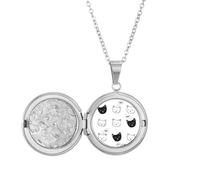 Collar con medallón de dibujos animados con cabeza de gato que muda con diseño de animales