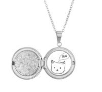 Collar con medallón de dibujos animados con cabeza de gato que muda con diseño de animales