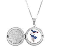 Collar con medallón de flor de loto azul con libélula para sostener fotos, regalo de cumpleaños