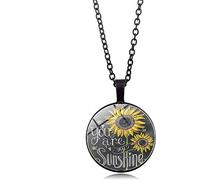 Collar con medallón de girasol de girasol vintage «Sei Il mio Gioia», collar con colgante de cristal Sunshine Fashion Processing