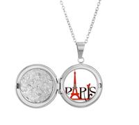 Collar con medallón de la Torre Eiffel de París Francia y la cultura de la ciudad rural, joyería para regalo de