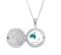 Collar con medallón de mapa del continente de Australia, Oceanía, para sostener imágenes, regalo de cumpleaños