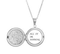 Collar con medallón de moda Art Deco con cita en inglés "All In Or Nothing", regalo de cumpleaños