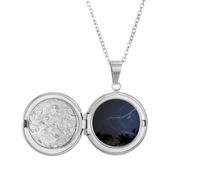 Collar con medallón de paisaje de naturaleza y ciencia oscura de noche oscura