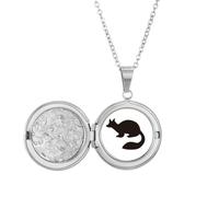Collar con medallón de retrato de animales de marta negra para guardar fotos, regalo de cumpleaños