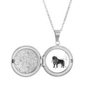 Collar con medallón simple de león mexicano en blanco y negro, joyería para regalo de cumpleaños