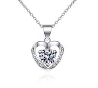 Collar con moissanite colgante 1 quilates D vvs1 para mujeres en plata esterling s925 plateado 18 quilates en forma de corazón para el día de San Valentín, regalo de cumpleaños con certificado