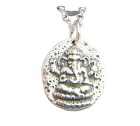 Collar con moneda de Ganesh en plata de ley 925. Ganesha. Ganesa. Colgante bohemio hindú pequeño. Réplica bohemia. Joyería rústica, regalo único | Con cadena de 45 cm | Chapado en plata | L_PN_0496