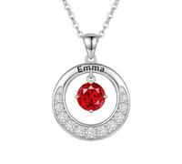 Collar con nombre de piedra natal de plata S925 para mujer, collar personalizable con piedras natales para enero-diciembre, nombre personalizado/color y opciones de material, regalo del día de San