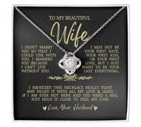 Collar con nudo de amor con texto en inglés «To My Beautiful Wife» "I Can't Live Without You", regalo de joyería romántica para esposa, regalo de aniversario, idea de regalo de cumpleaños y Navidad