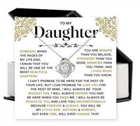 Collar con nudo de amor para mi hija de mamá y papá. Regalo de joyería significativo con tarjeta de mensaje sincero y elegante caja de regalo de lujo, recuerdo ideal para cumpleaños, graduación, boda