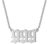 Collar con número 999, gargantilla de acero inoxidable, cadena de eslabones plateada, práctica y hábil