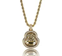 Collar con personalidad, colgante Maitreya con circón microincrustado chapado en oro de hip hop, joyería
