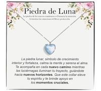 Collar con Piedra de Luna Natural Regalos para Ella en Plata de Ley 925 Idea de Regalo para Chica Navidad Cumpleaños Collar para Hija Madre - Estuche con DEDICATORIA incluido (Piedra de Luna 1)
