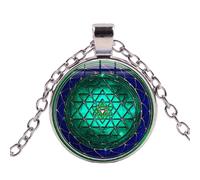 Collar con símbolo de Sri Yantra antiguo Talismán Geometría Sagrada Joyería de meditación Chakra Espiritual Mandala Collar budista, 1