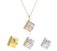 Collar con texto en inglés «For Daughter - My Incredible Daughter Book» ajustable con 6 páginas de información grabada, joyería de múltiples capas que se puede abrir, regalos para mis hijas de mamá