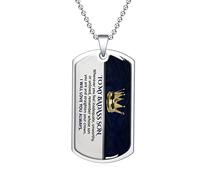 Collar con texto en inglés "To my badass Son Daughter", con placa de identificación de tu corona, este collar personalizado de mamá y papá es el regalo perfecto para cumpleaños, vacaciones y Navidad