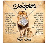 Collar con texto en inglés «To My Daughter From Dad, Old Lion Father To Daughter», collar para hija de papá, collar de hija de papá, regalo para mi hija, collar de padre e hija, Zirconia cúbica,