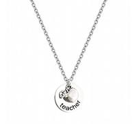Collar con un collar de agradecimiento para profesor, para Navidad, día de San Valentín, jubilación, último día de escuela, fin de escuela, primer disfraz, perlas (plata, talla única), Metal, No es