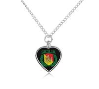 Collar con urna de bandera siciliana en escudo con laureles para cenizas, mascotas, perros, joyería de cremación, colgantes conmemorativos de recuerdo