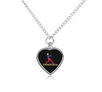 Collar conmemorativo de cremación para cenizas con colgante de corazón y bandera de Venezuela para jugador de béisbol