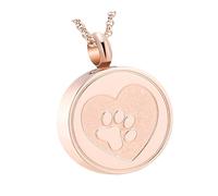 Collar conmemorativo de mascotas de acero inoxidable, medallones de cremación con huella de pata, colgante de ceniza y piel para perros y gatos, recuerdo de la pérdida de