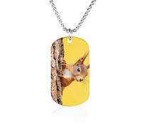 Collar conmemorativo de moda con diseño de ardilla roja que mira desde el árbol, collar con colgante de acero de titanio, joyería novedosa con imagen de perro para hombres y mujeres