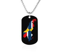 Collar conmemorativo de moda con el mapa de la bandera de Suecia Noruega, colgante de acero de titanio, joyería novedosa, collar con imagen de perro para hombres y mujeres