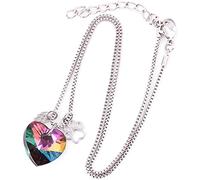 Collar conmemorativo de perro con estampado de pata de puente arcoíris y alas de ángel, regalo de joyería para mujer, accesorio de suéter colorido, diseño conveniente