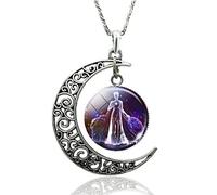 Collar Constelación Lunar Moda Colgante Signo Zodiacal Con Piedras Preciosas Tiempo Cielo Estrellado Cadena Ajustable Collar Astrología Para Hombre Joyería Zodiaco Regalo Para Mujeres Niñas Virgo