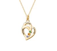 Collar Corazón Personalizado Nombre Birthstones Madre Hija Cadena Colgante para Mujer
