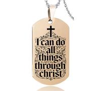Collar cristiano de acero inoxidable con cruz floral I Can Do All Things Philippians 4:13, colgante grabado de las Escrituras para hombres y mujeres, regalos inspiradores para hijo, marido, GF, acero