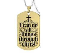 Collar cristiano de acero inoxidable con cruz floral I Can Do All Things Philippians 4:13, colgante grabado de las Escrituras para hombres y mujeres, regalos inspiradores para hijo, marido, GF, acero