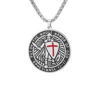 Collar Cruzado Caballeros Templarios para Hombre Efesios 6:16-17 Armadura de Dios Cruz de Jerusalén Colgante Medalla Militar Medalla de San Amuleto Joyas católicas, M, Acero inoxidable, No es una