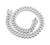 Collar Cubano Hombres Cadena Hip Hop Miami Pulsera Hombre Cadena Circonita Hombre 14MM Pulsera Cadena Juego para Hombres Niños Cordon Hipoalergénico y antioxidante