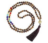 Collar De 108 Cuentas De Oración Mala Anudadas A Mano Con Borla Larga, Cuentas De Cristal Curativas De Colores, Collar De Meditación Con Colgante De Árbol De La Vida Para Hombres Y Mujeres Con Pi