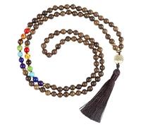 Collar De 108 Cuentas De Oración Mala Anudadas A Mano Con Borla Larga, Cuentas De Cristal Curativas De Colores, Collar De Meditación Con Colgante Del Árbol De La Vida Para Hombres Y Mujeres De Ma