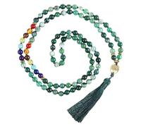 Collar De 108 Cuentas De Oración Mala Anudadas A Mano Con Borla Larga, Cuentas De Cristal Curativas De Colores, Collar De Meditación Con Colgante Del Árbol De La Vida Para Hombres Y Mujeres, Aven