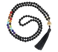 Collar De 108 Cuentas De Oración Mala Anudadas A Mano Con Borla Larga, Cuentas De Cristal Curativas De Colores, Collar De Meditación Con Colgante Del Árbol De La Vida Para Hombres Y Mujeres, Obsi