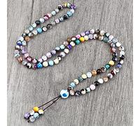 Collar de 108 cuentas hecho a mano de 6 mm de piedra natural anudada, pulsera de moda para mujeres y hombres, collares de yoga y meditación, colores mixtos