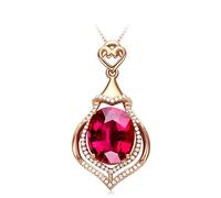 Collar de 18 Quilates Corazón Rojo caída con turmalina 4.91CT Cadena Colgante Boda para Mujeres Rose