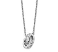 Collar de 7,4 mm chapado en rodio con circonita cúbica de imitación de diamante entrelazado con 5 centímetros de extensión, 41 cm, regalo de joyería para mamá, talla única, Zirconia cúbica Gema Metal