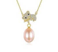 Collar de Accesorios para Mujeres Pearl de Agua Dulce Lovely Koala Koala Turnety Minimalist Women Collares Colgantes de Daurry Daurry Coreano, Purple