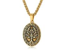 Collar de acero de titanio con patrón de bucle retro Tree of Life para hombre Collar de suéter vikingo de arte personalizado para hombre