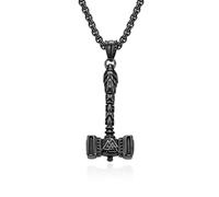 Collar de acero de titanio vikingo nórdico Odín Thor Martillo Colgante de acero inoxidable para hombre personalizado vintage